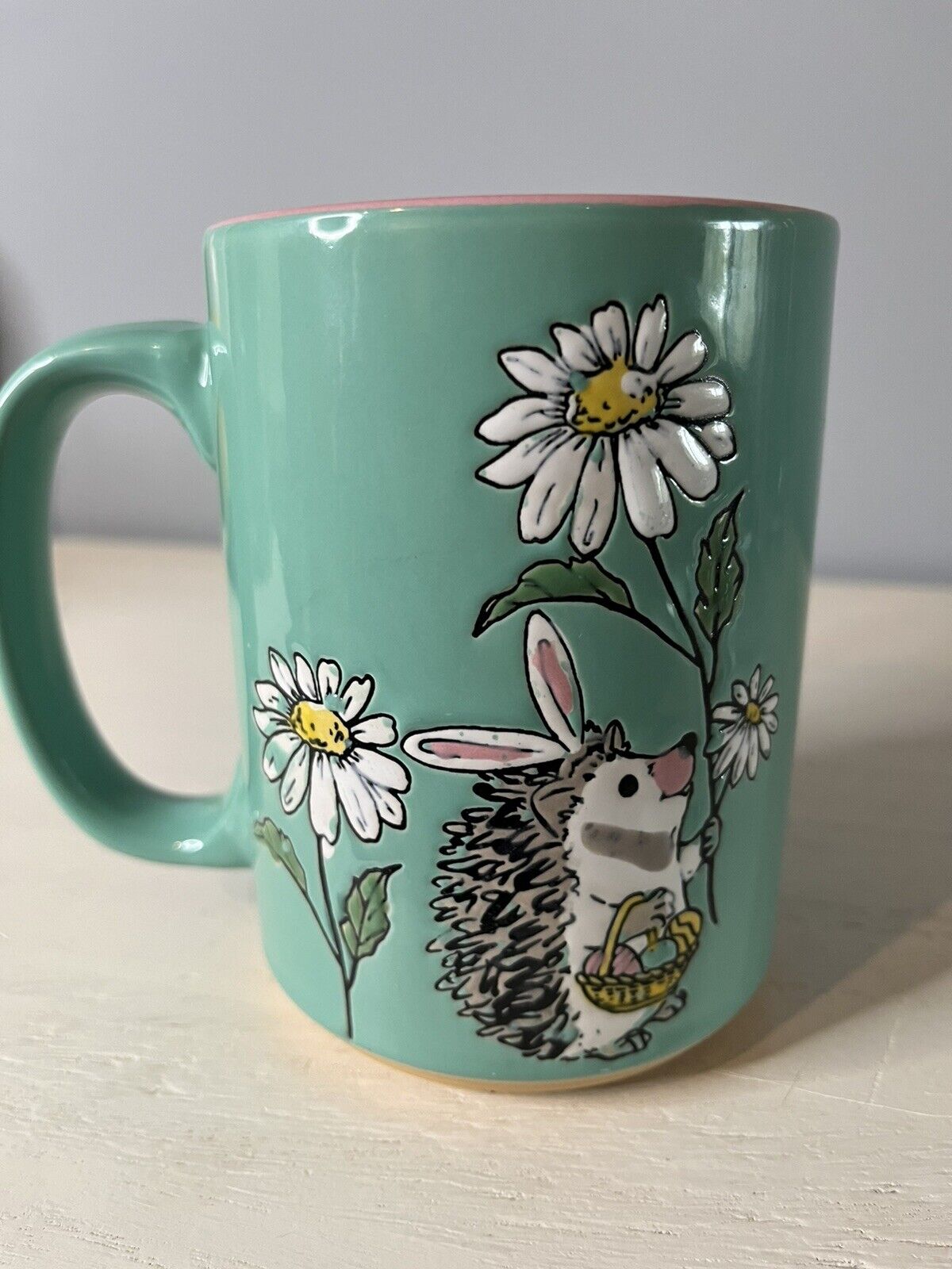 spectrum designz mug hedgehog Easter spring time green with pink new rare