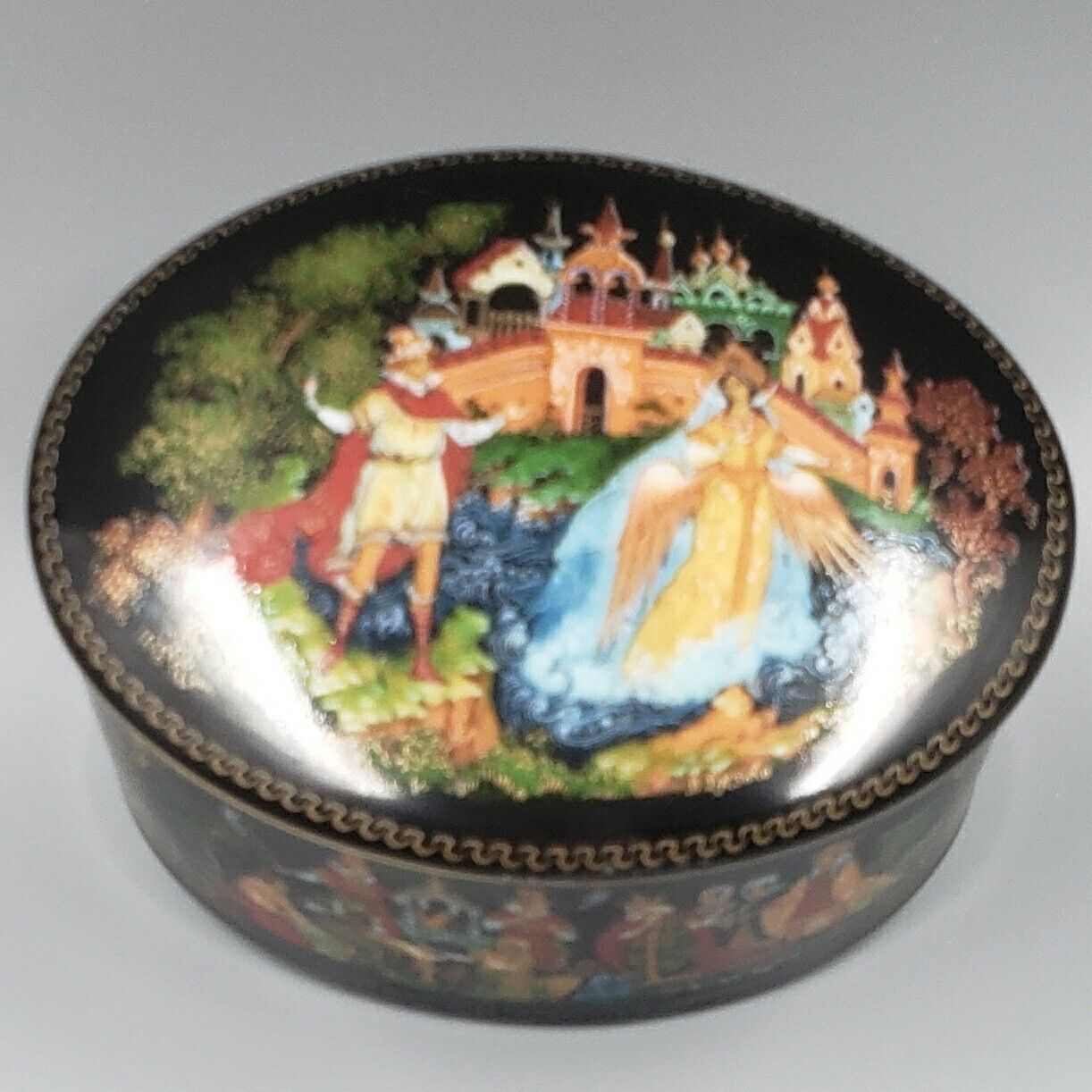 Palekh Porcelain Russian Art Trinket Box The Tale of Tsar Saltan Art By Vlezko