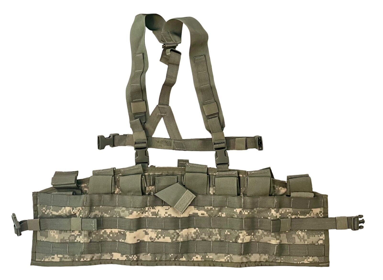 USGI Army MOLLE Military Tactical Assault Panel TAP Chest Rig ACU w/Harness EXC