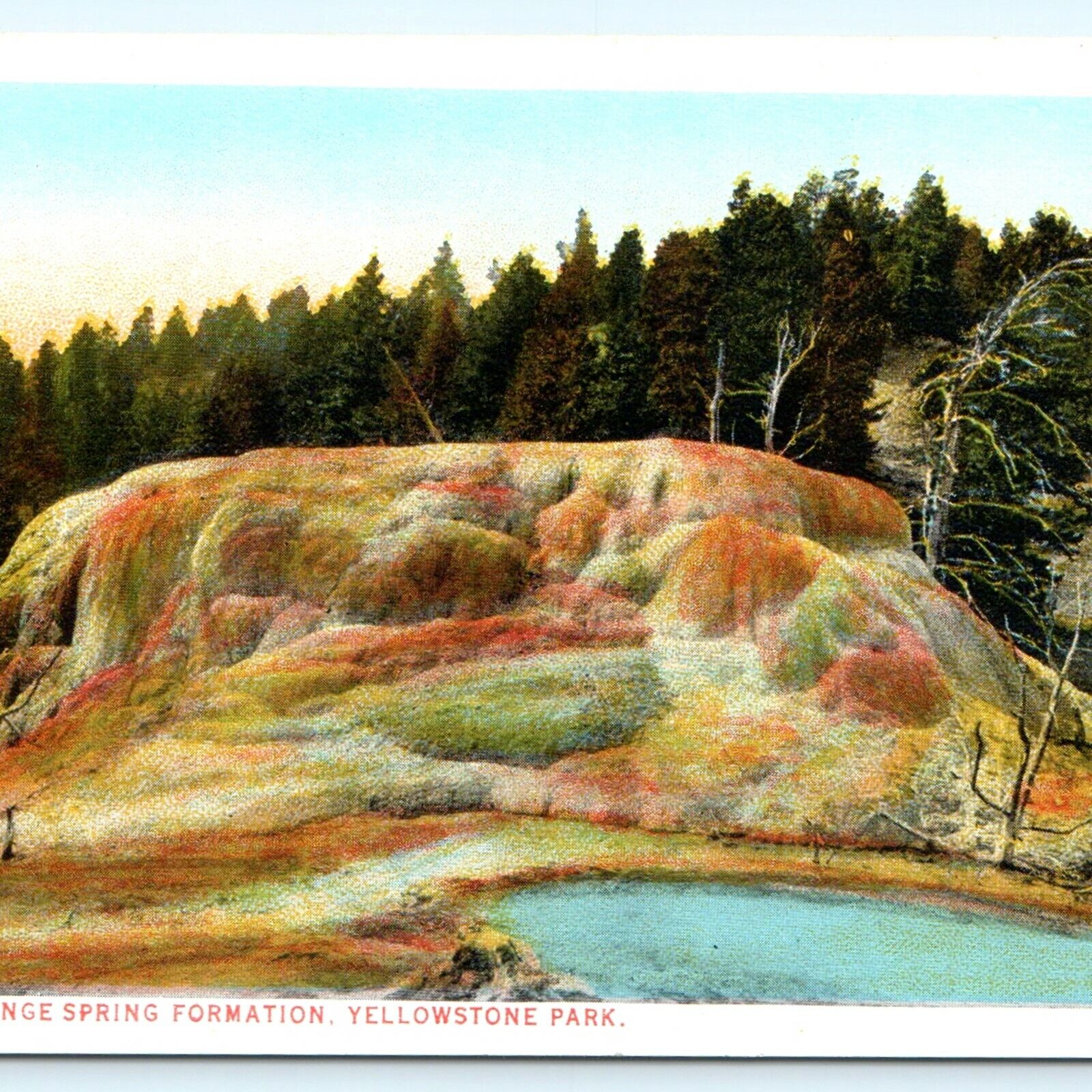 c1920s Yellowstone Orange Spring Formation Haynes Photo Postcard Litho Park A32