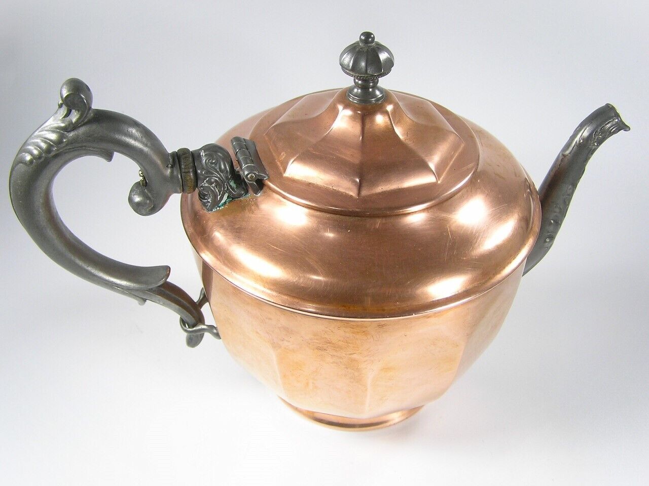 Vintage Manning Bowman Copper Pewter Teapot Kettle #3251 
