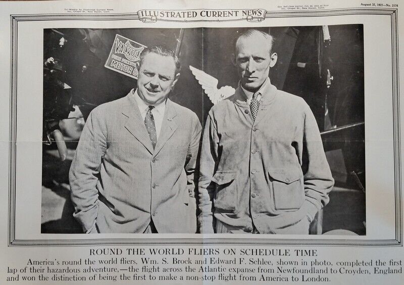 August 31, 1927 Illustrated News Poster Round World Fliers Wm Brock Ed Schlee