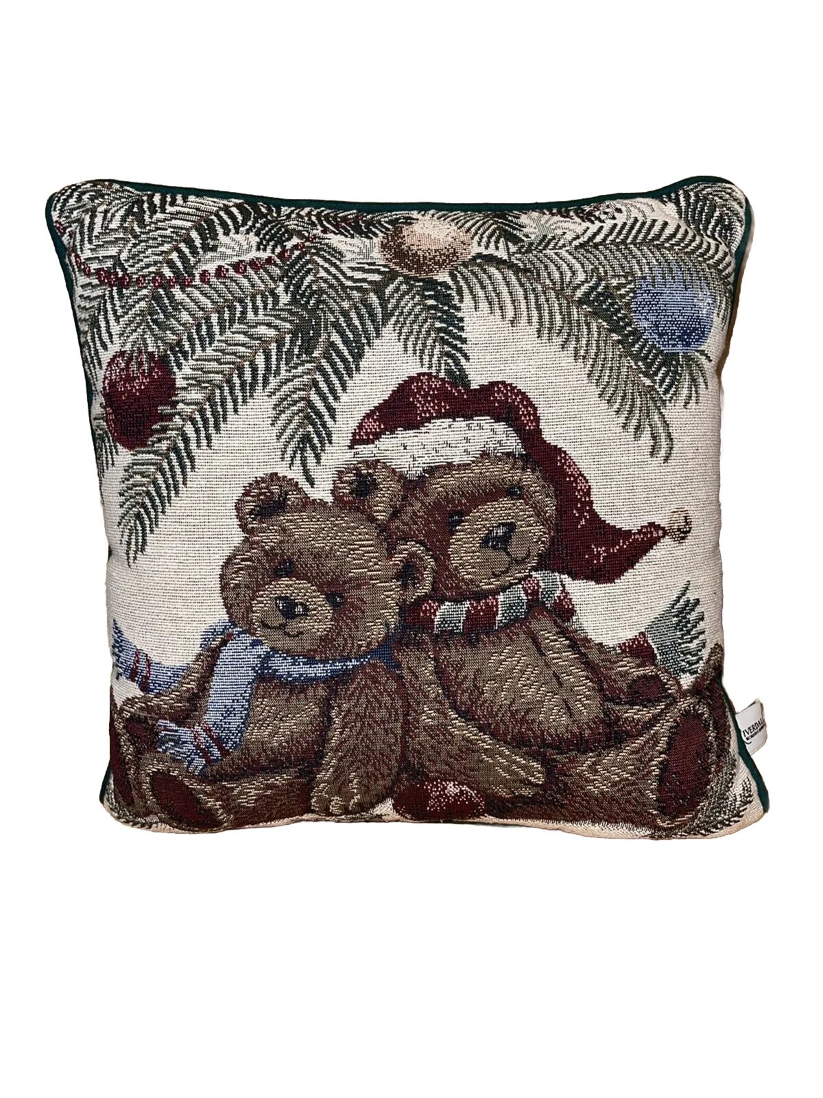 Vintage 15“ X 15“ Riverdale Christmas Pillow Teddy Bears Fun