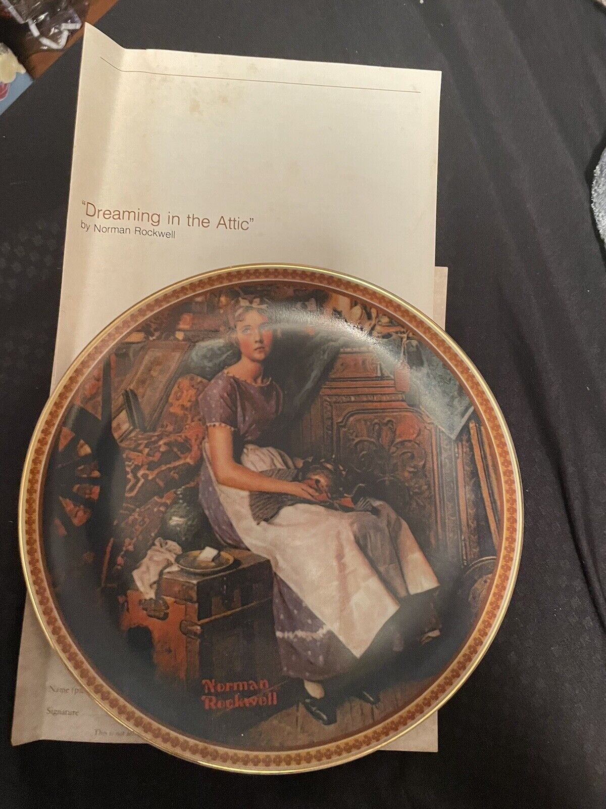 Edwin M Knowles China Co “Dreaming in the Attic” Norman Rockwell Collector Plate