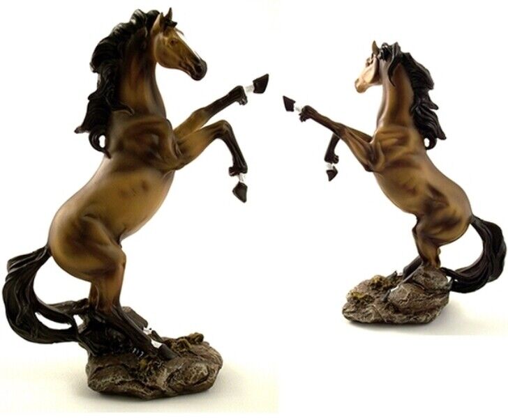 Wild Stallion Brown Horse Raring Back Figurine 0183-73879R