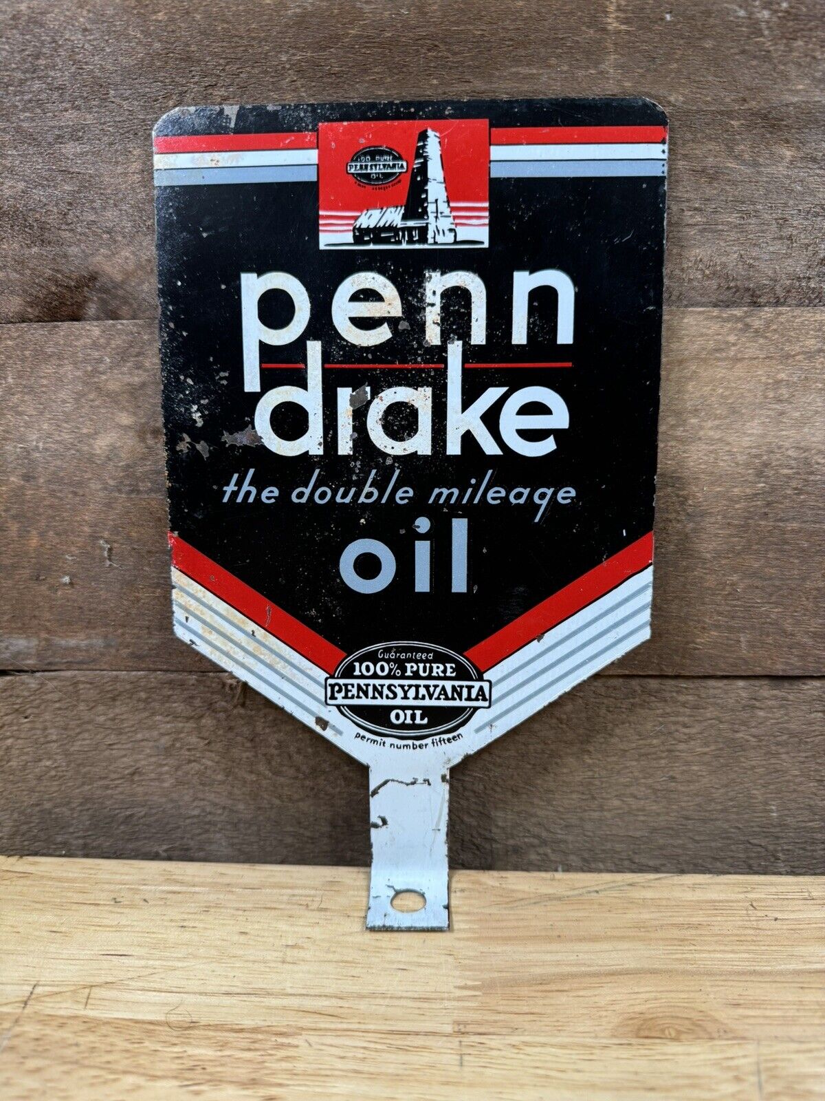Antique Original Rare Penn Drake oil lubester handle Sign Paddle