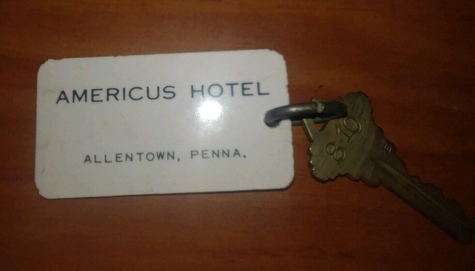 Vintage Americus Hotel key, ALLENTOWN PA, Schlage key RARE