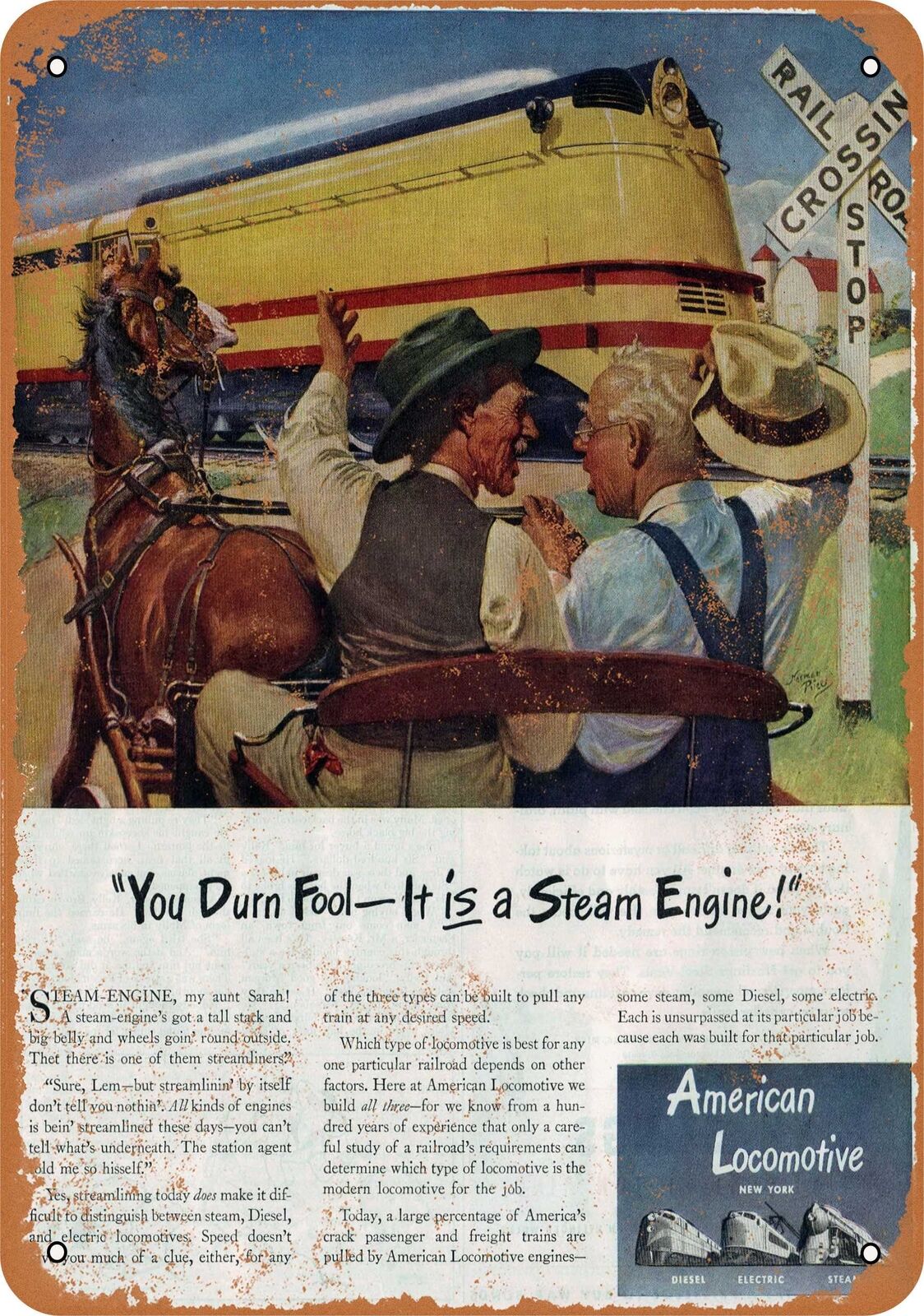 Metal Sign - 1944 Alco Streamlined Steam Locomotives -- Vintage Look