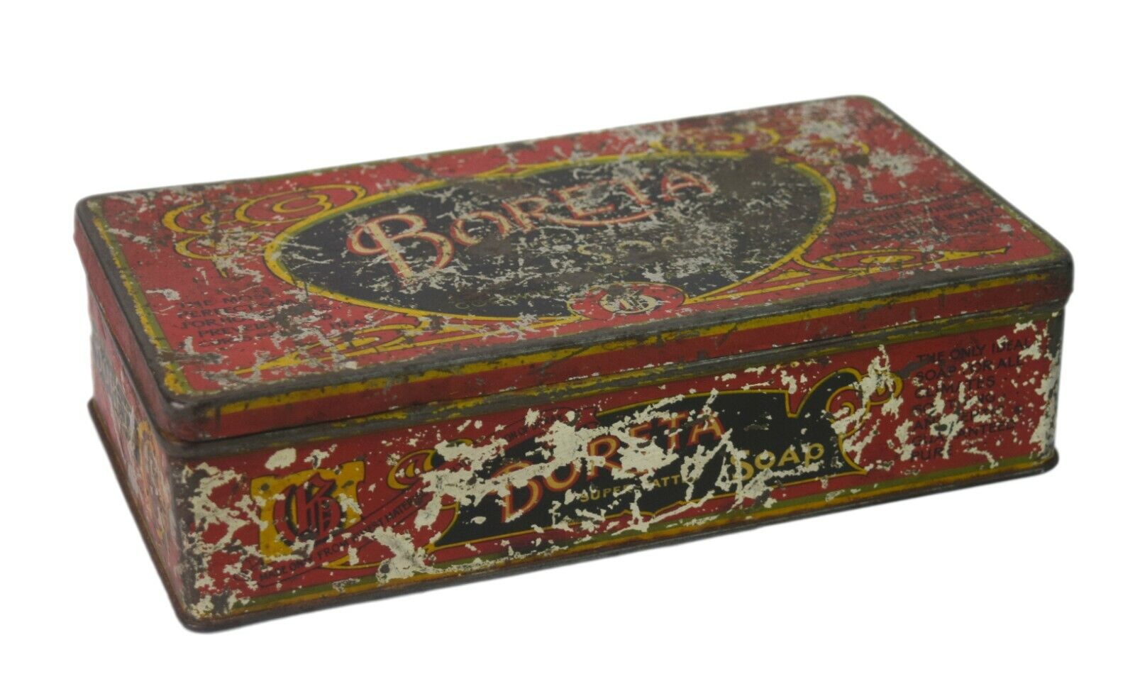 Made In England Vintage Boreta Soap Adv. Tin Box - Old Rare Empty Tin Box i2-399