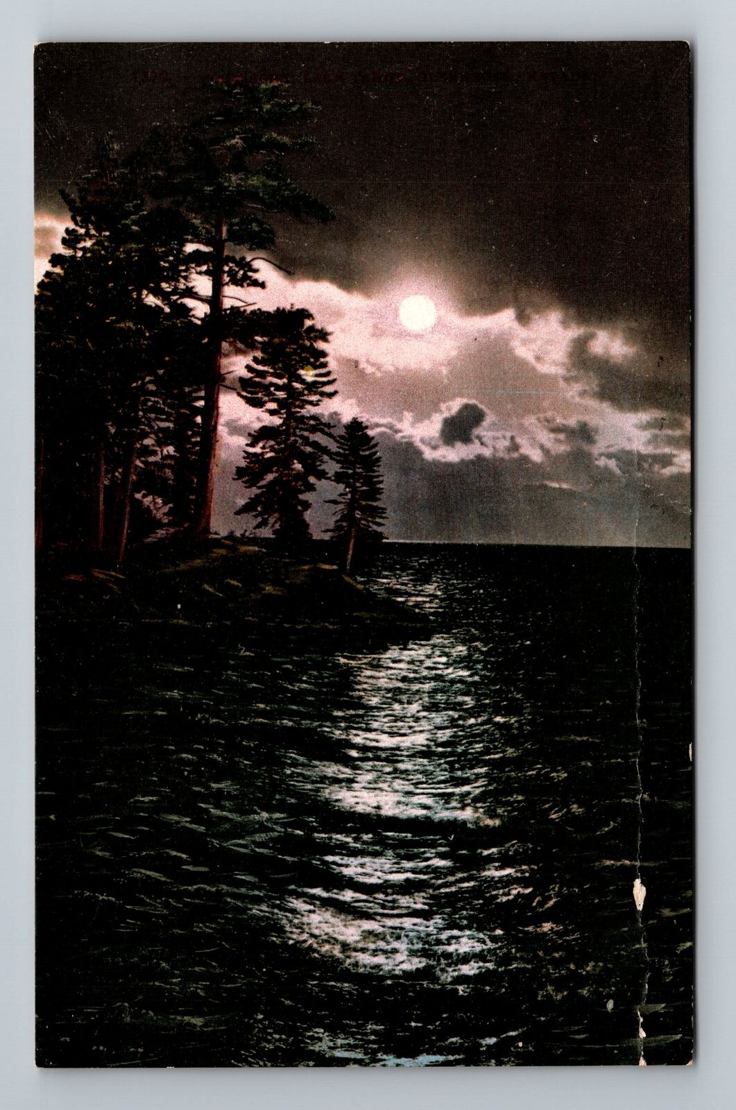 CA-California, Scenic Night View Lake Area, Vintage Postcard