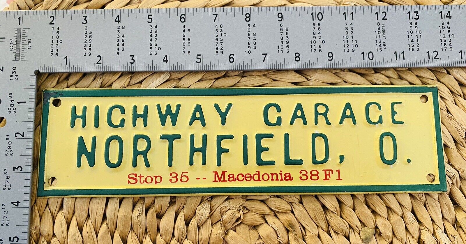 1940 Era Highway Garage Northfield Ohio License Plate Topper Sign Garage Dealer
