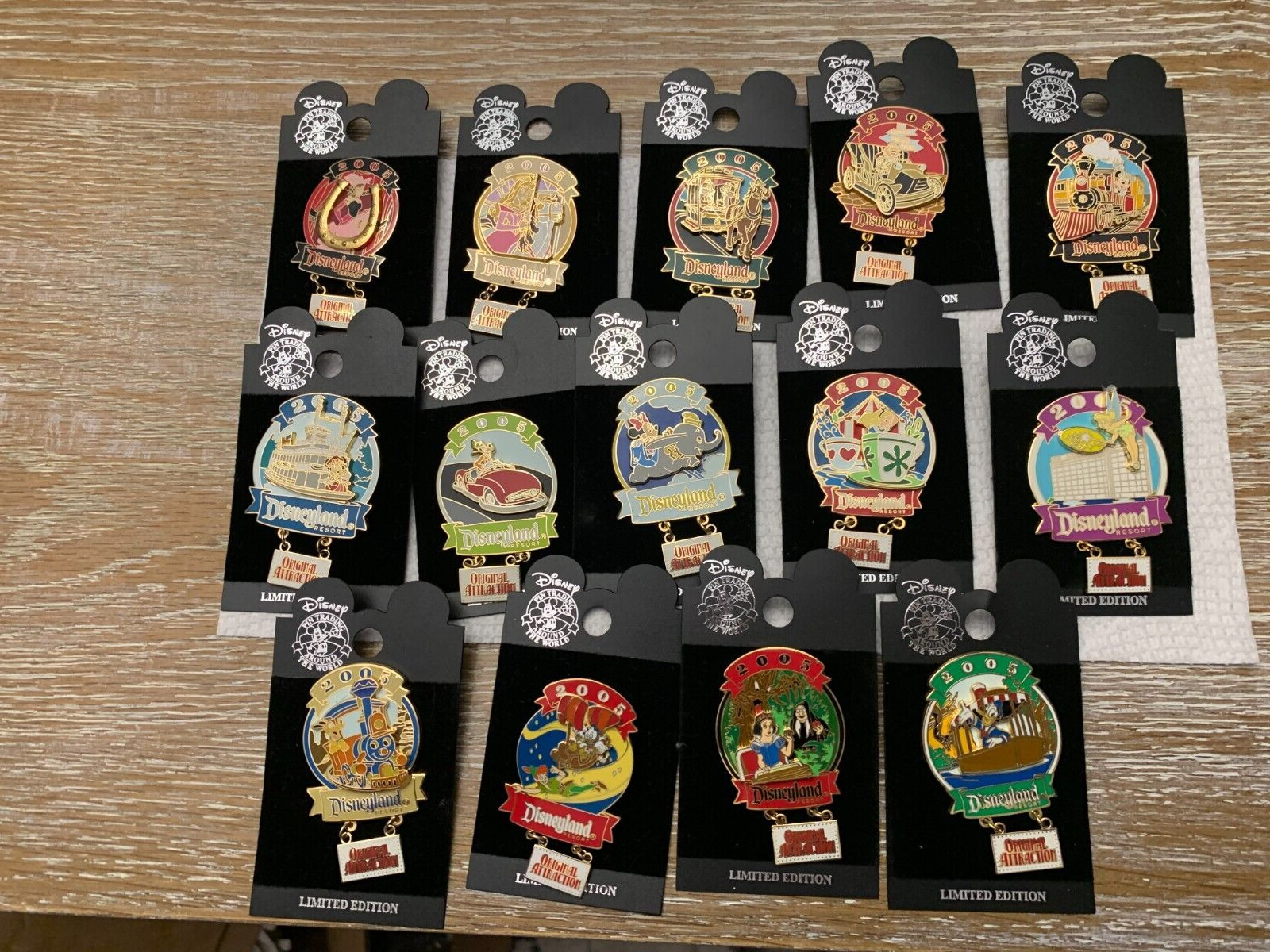 Disneyland 50th Anniversary Complete Original Attraction Dangle pins