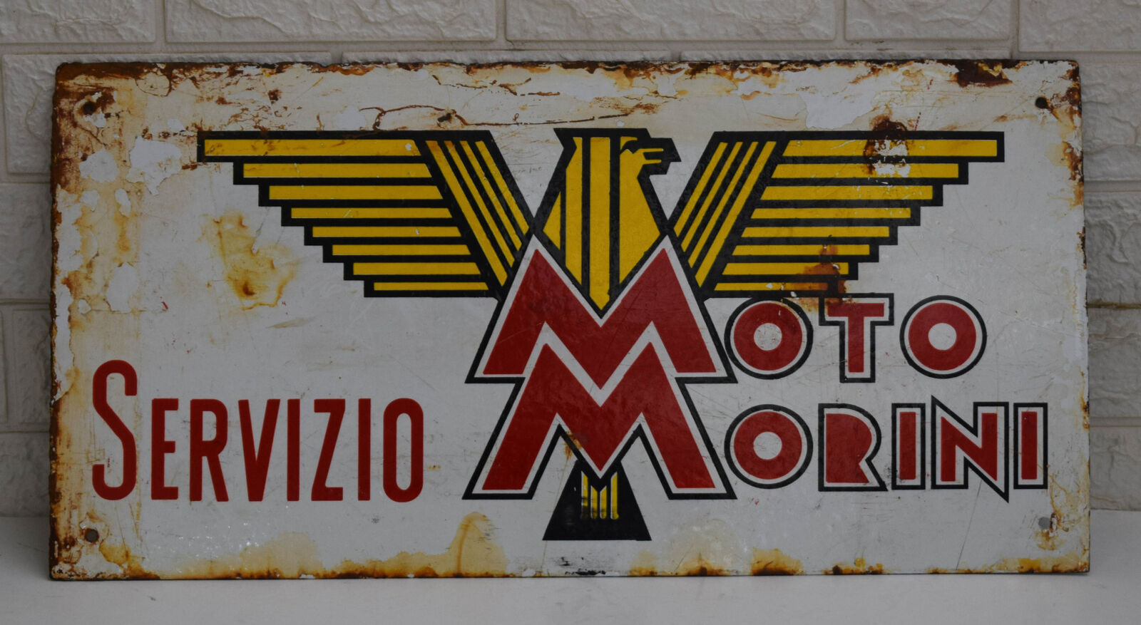 Vintage Enamel sign-Advertising Porcelain-Motot Morini Servizio-Reproduction