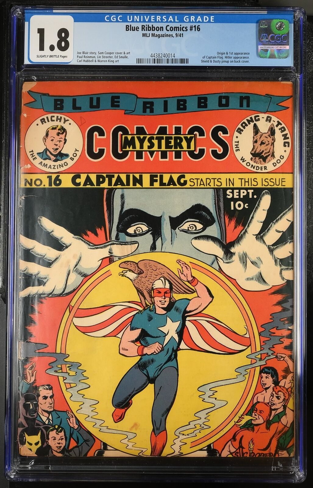 Blue Ribbon Comics #16 CGC GD- 1.8 1st Appearance Captain Flag Archie 1941