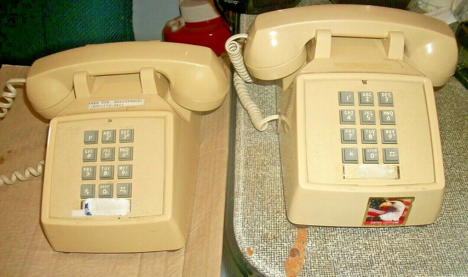 2 Vintage ITT Landline Table/Desk Phones Push-Button Beige