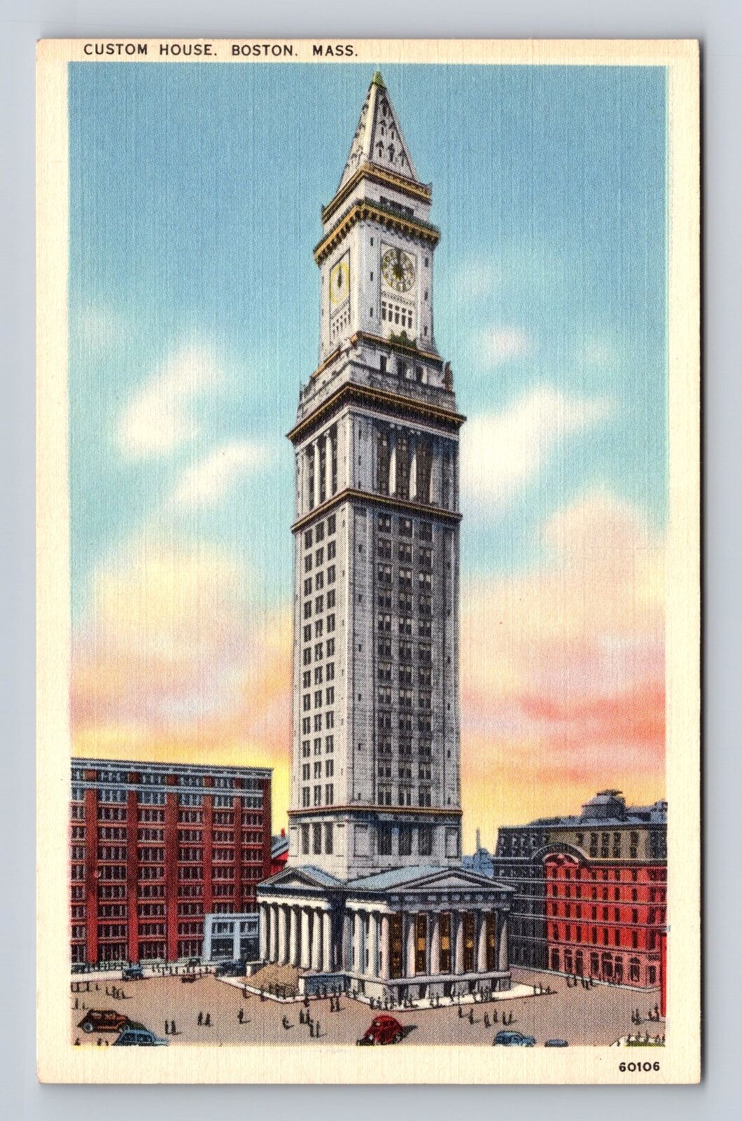 Boston MA-Massachusetts, Custom House, Antique, Vintage Souvenir Postcard