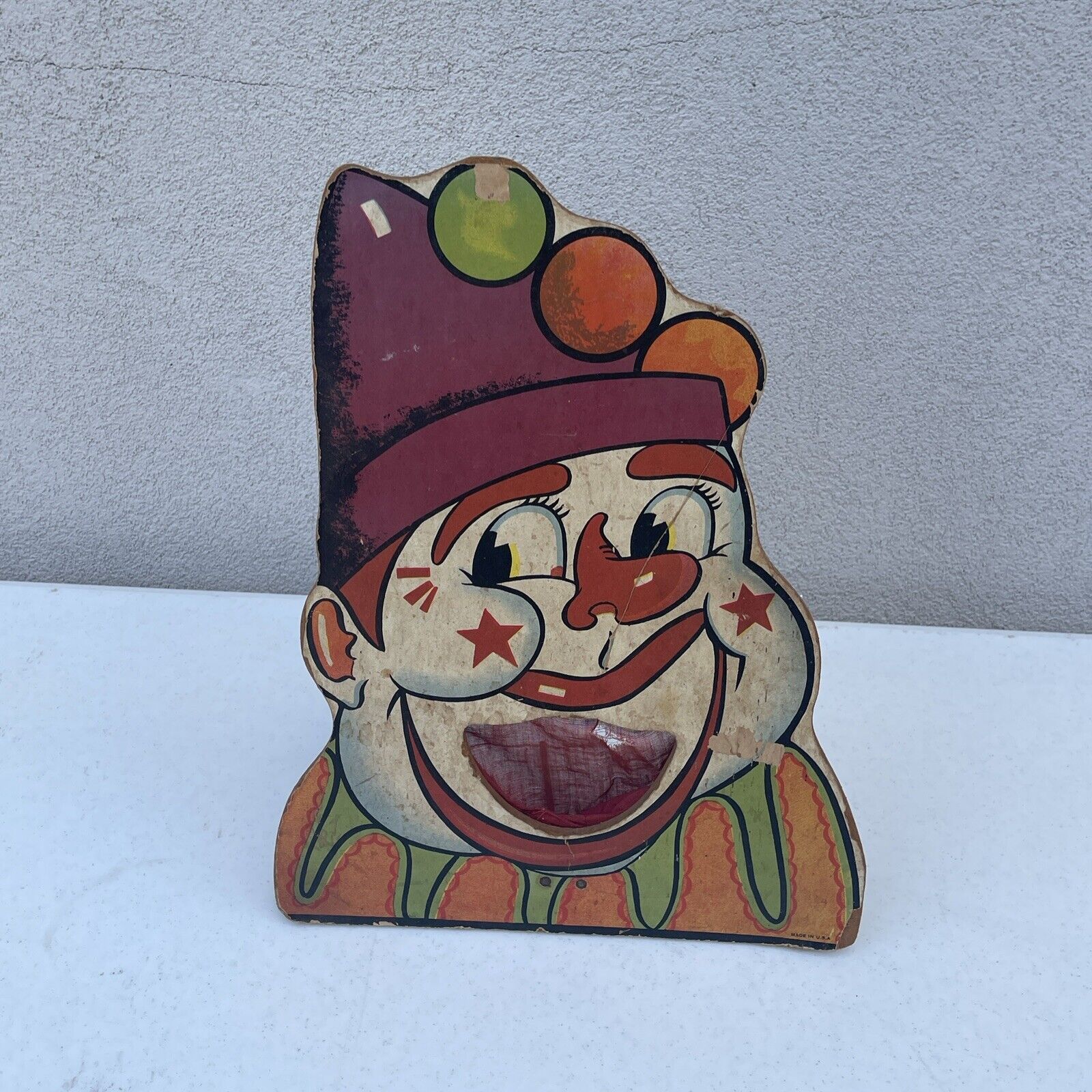 Original Vintage Carnival Beanbag Toss Game Clown Face