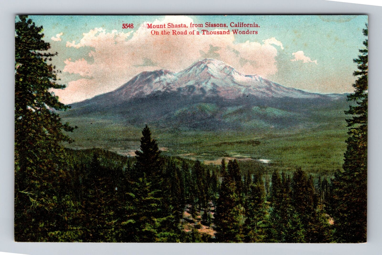 Sissons CA-California, Mount Shasta, Road Thousand Wonders, Vintage Postcard