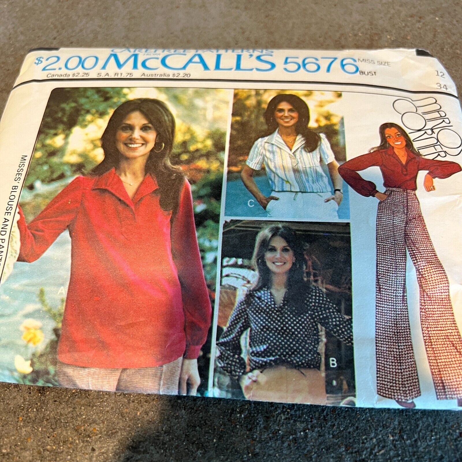 Vintage 70s McCalls Pattern 5676 Misses Sz 12 Blouse and Pants