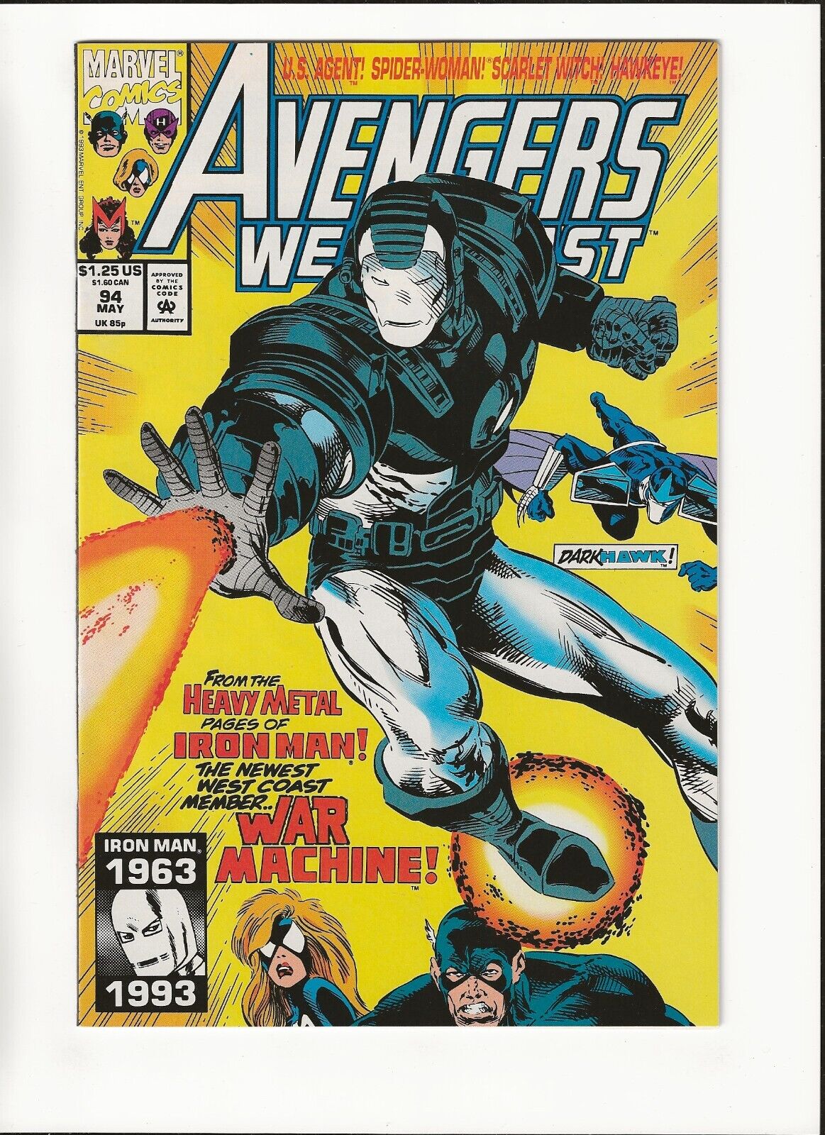 Avengers West Coast #94 1st Appearance War Machine James Rhodes High Grade 1993