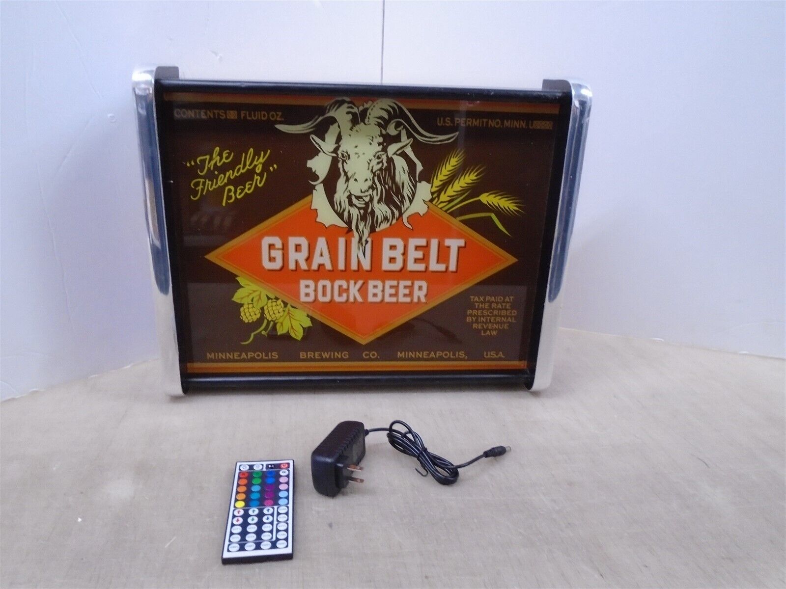 Grain Belt Bock Beer LED Display light sign box