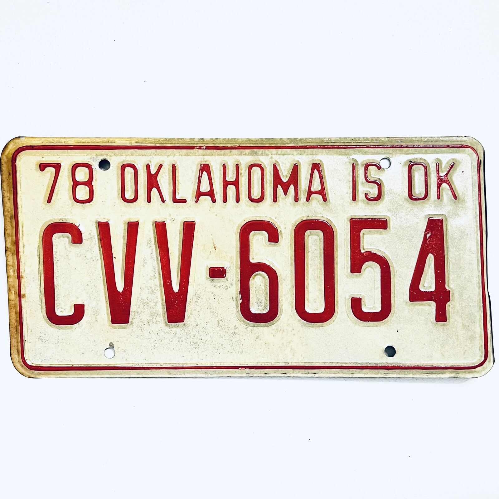 1978 United States Oklahoma Oklahoma is OK Passenger License Plate CVV-6054