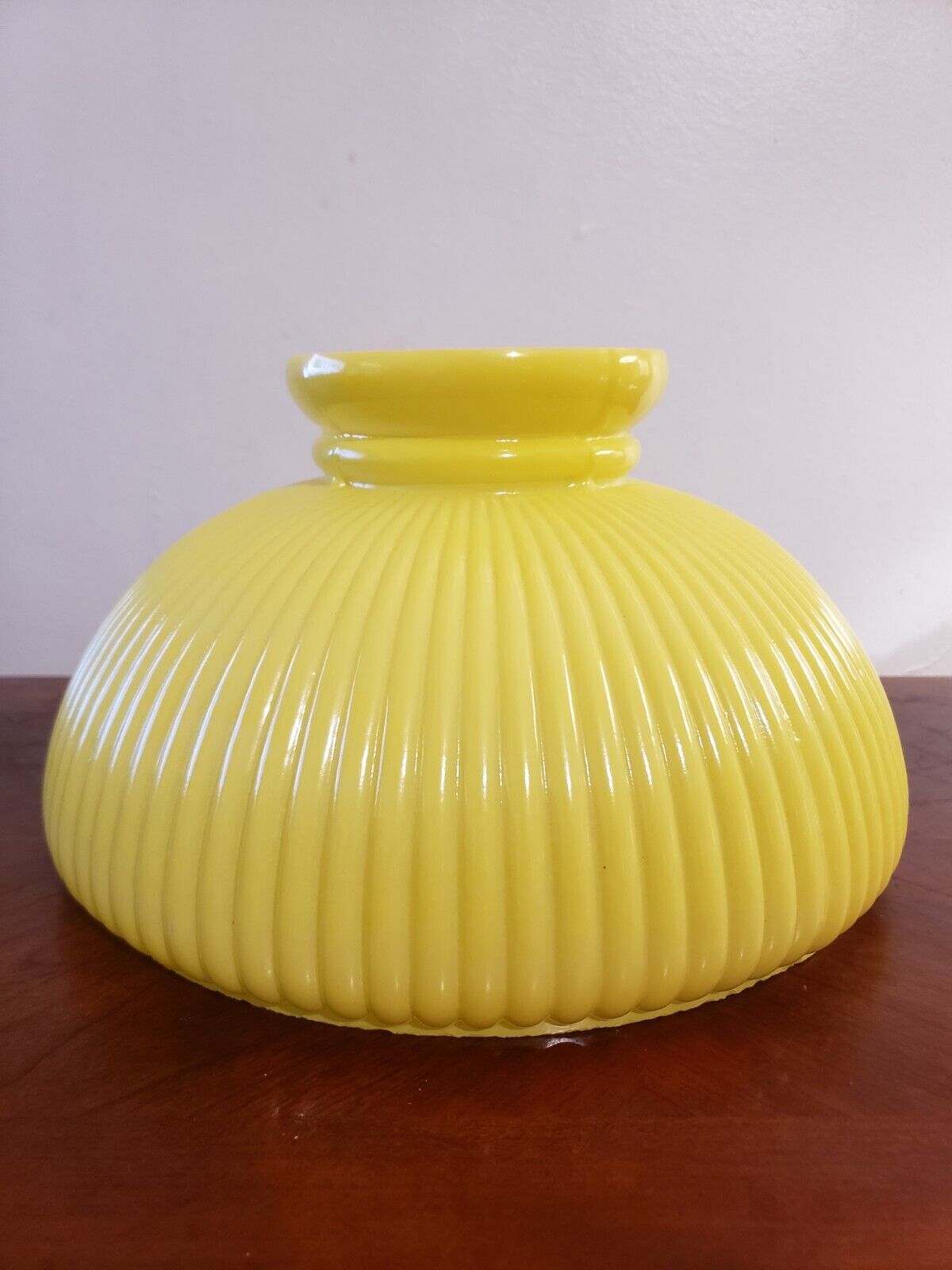 Vintage Mid Century 10 In. Ring Fit Heavy Yellow Milk Glass Hurricane Lamp Shade