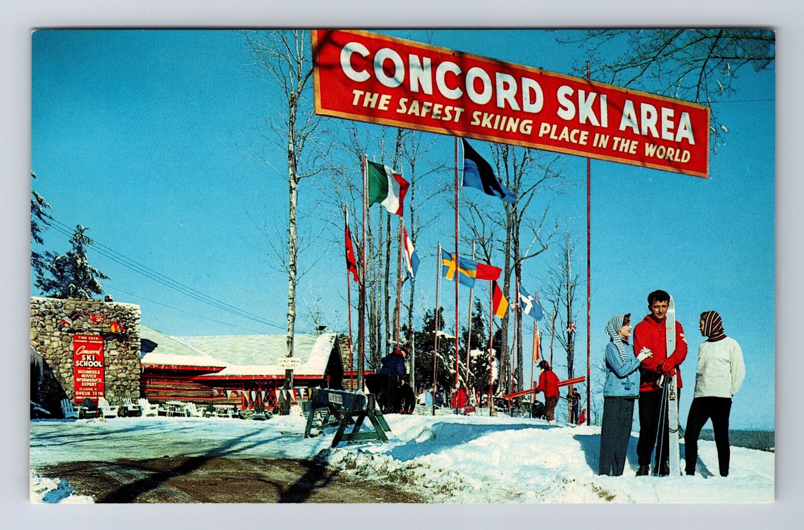 Kimesha Lake NY-New York, The Concord Hotel, Ski Sign, Antique Vintage Postcard