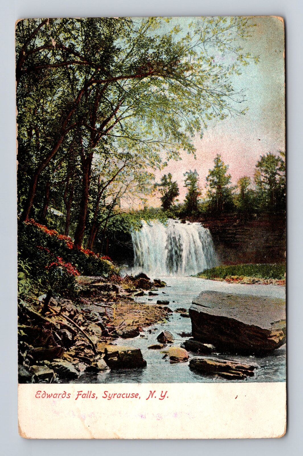 Syracuse NY-New York, Edwards Falls, Antique Vintage Souvenir Postcard