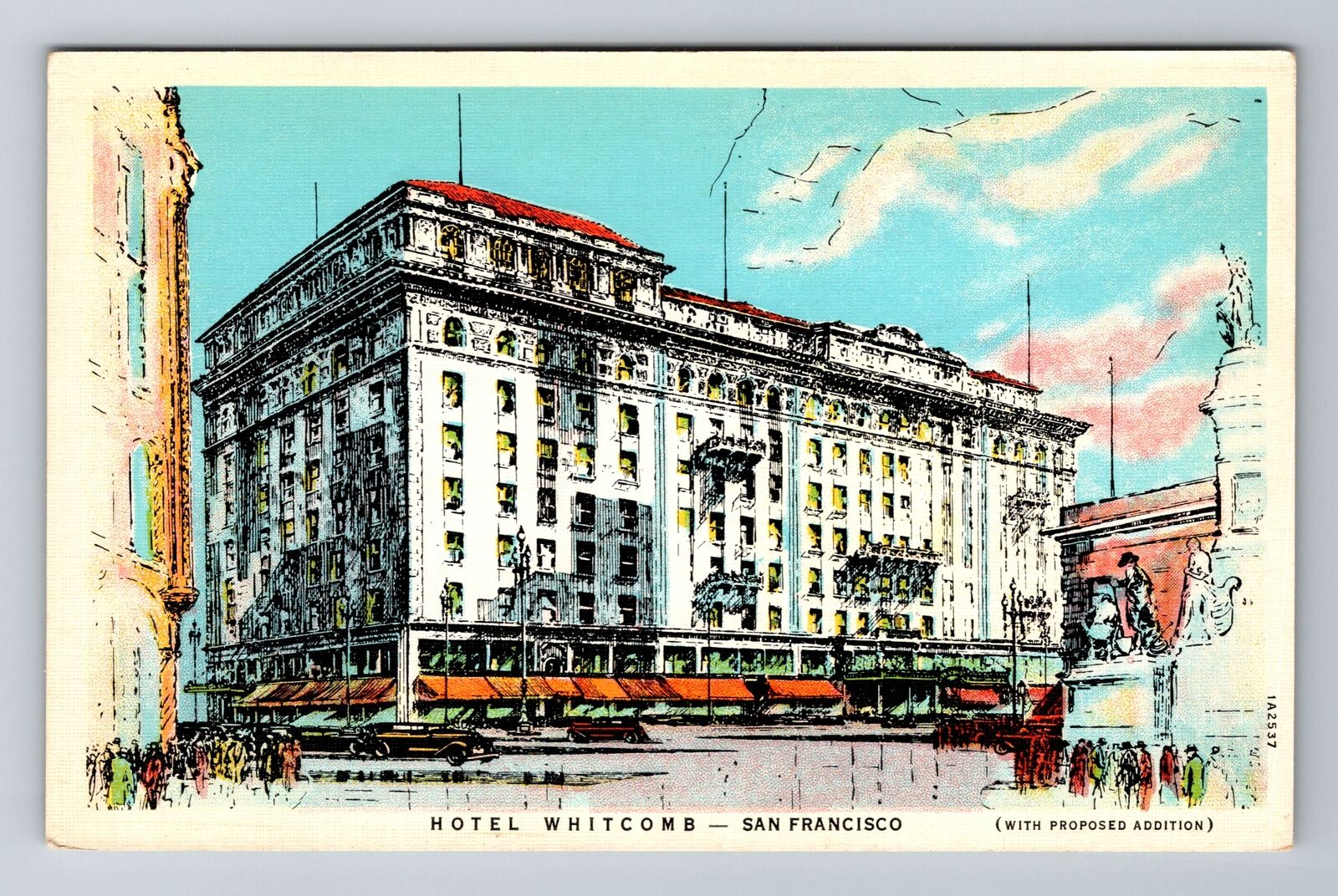 San Francisco CA-California, Hotel Whitcomb, Advertising, Vintage Postcard