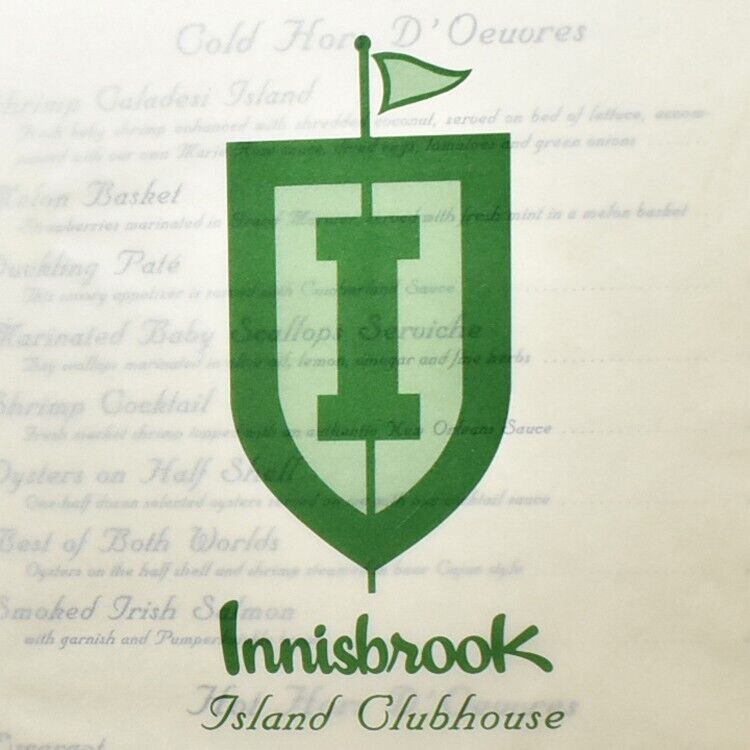 1985 Innisbrook Island Club Restaurant Menu Golf Course Club Palm Harbor Florida