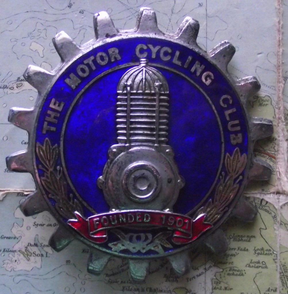 Vintage Chrome Enamel Car Mascot  : The Motor Cycling Club : Cylinder Head B