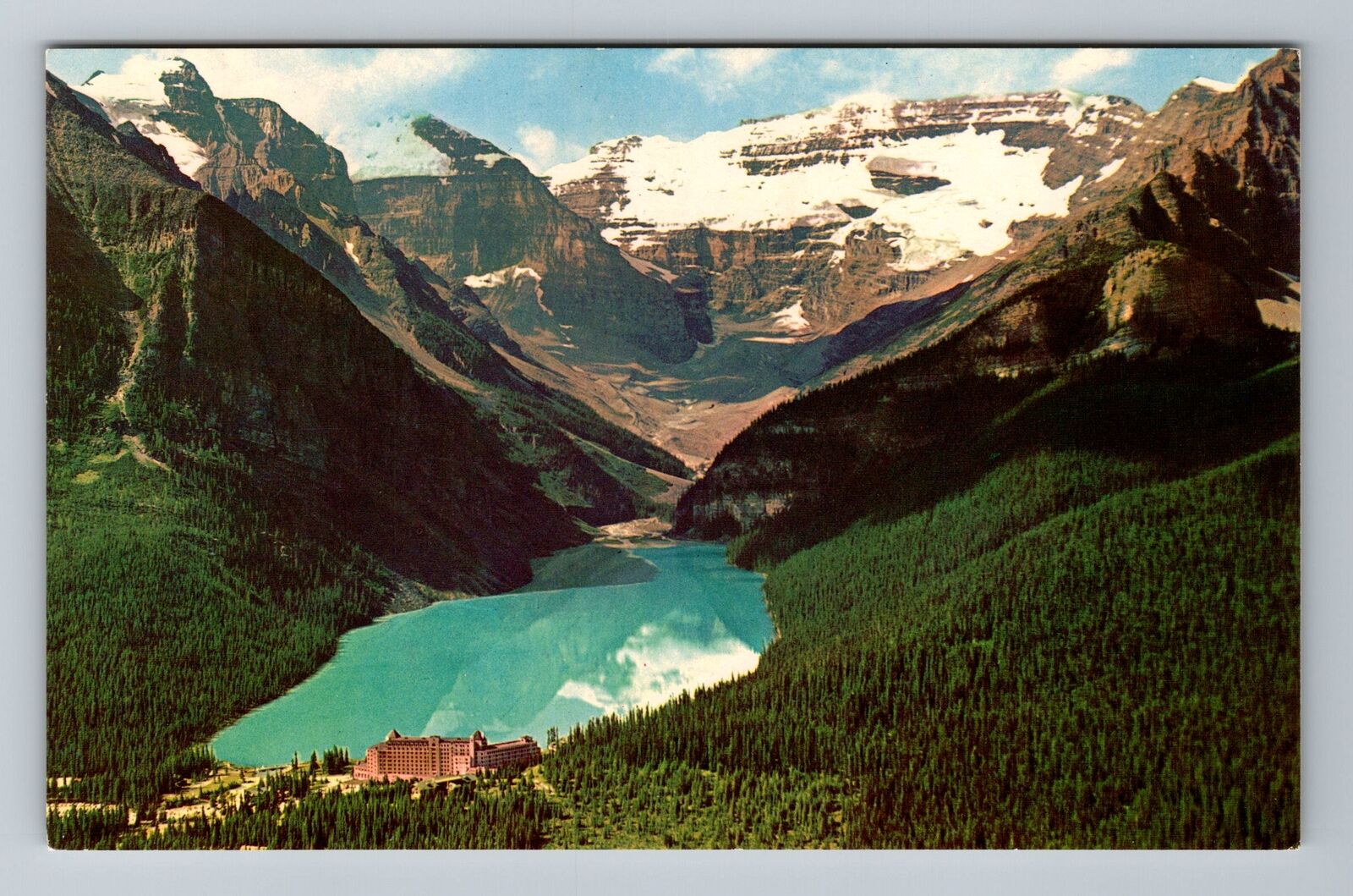 Banff-Alberta, Lake Louise, Aerial, Vintage Postcard