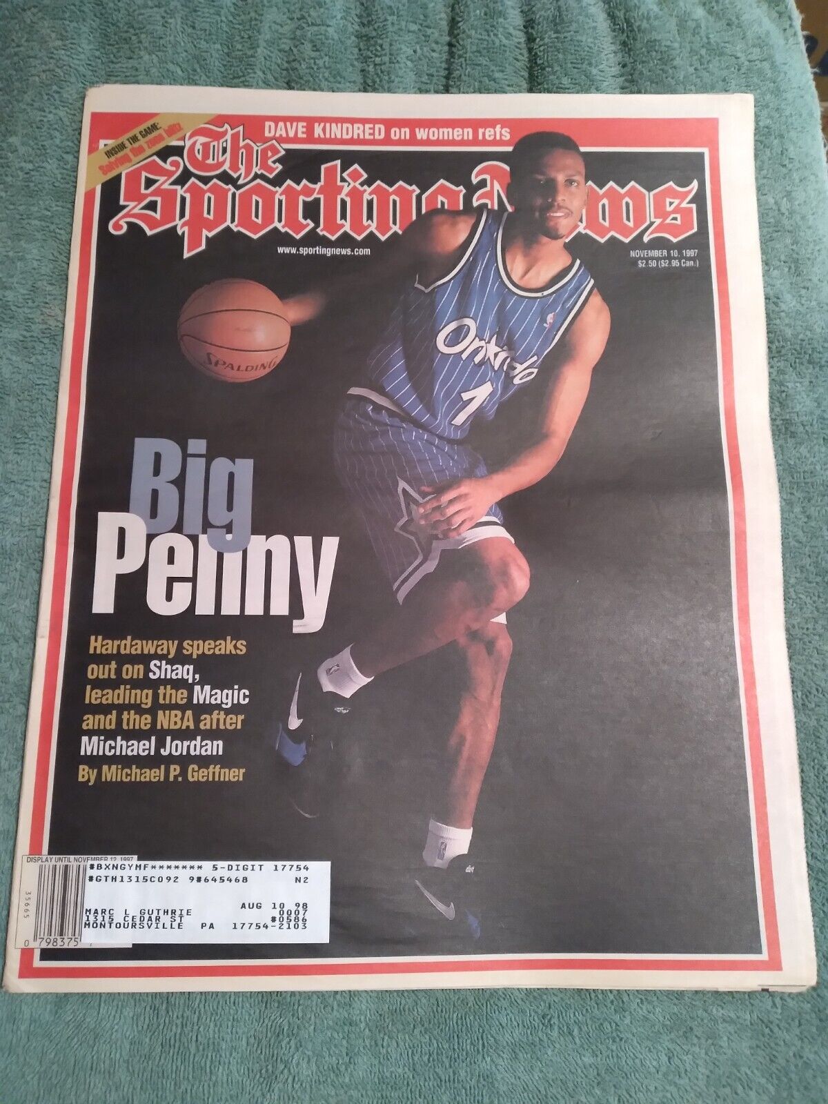 The Sporting News November 10, 1997 Orlando Magic Star Guard Penny Hardaway