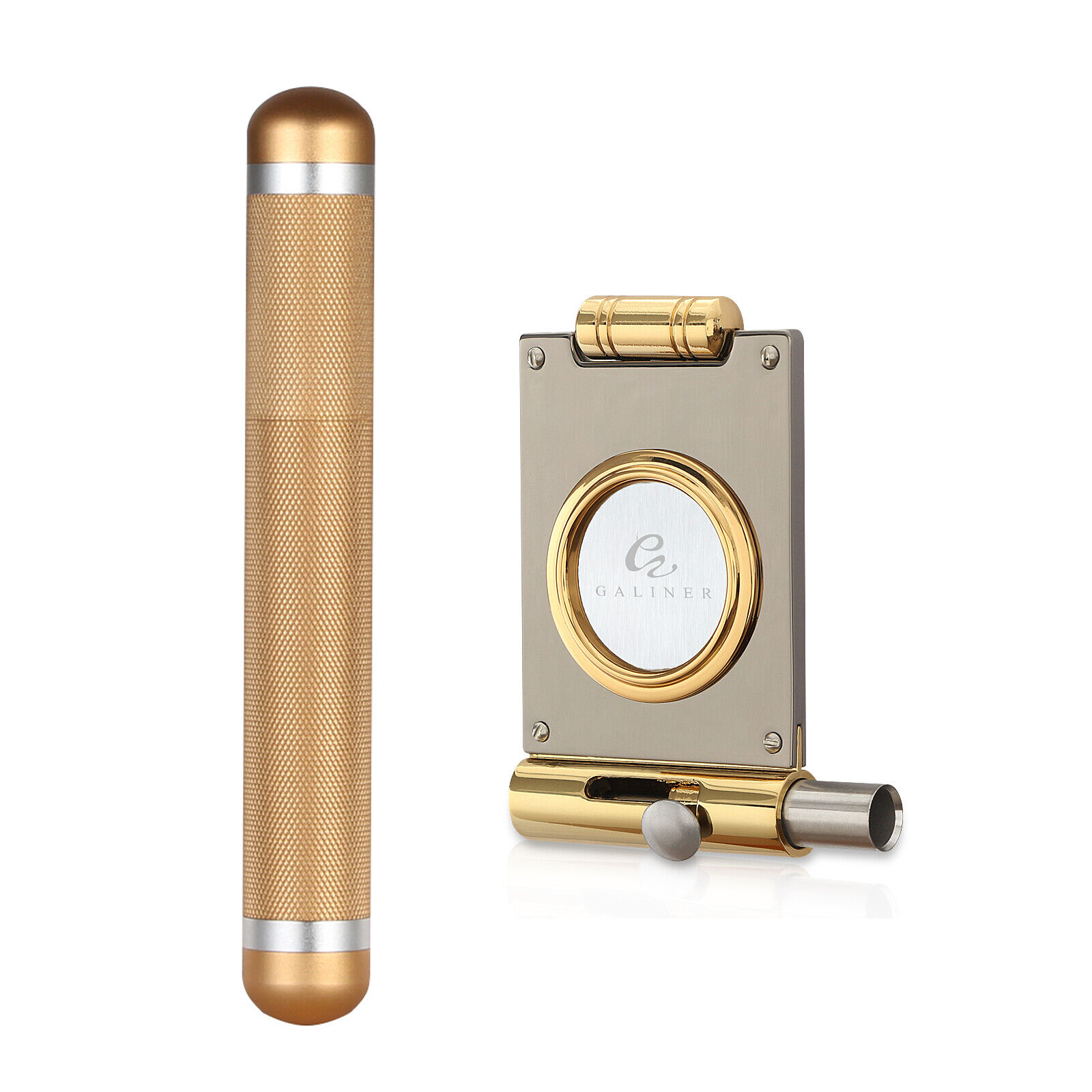 Galiner Single Cigar Tube Case Travel Humidor Holder 2-in-1 Cigar Cutter Punch