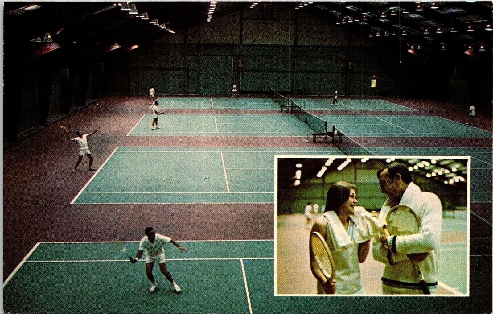 Concord Hotel & Resort Tennis Courts Multi View Kiamesha Lake NY Chrome Postcard