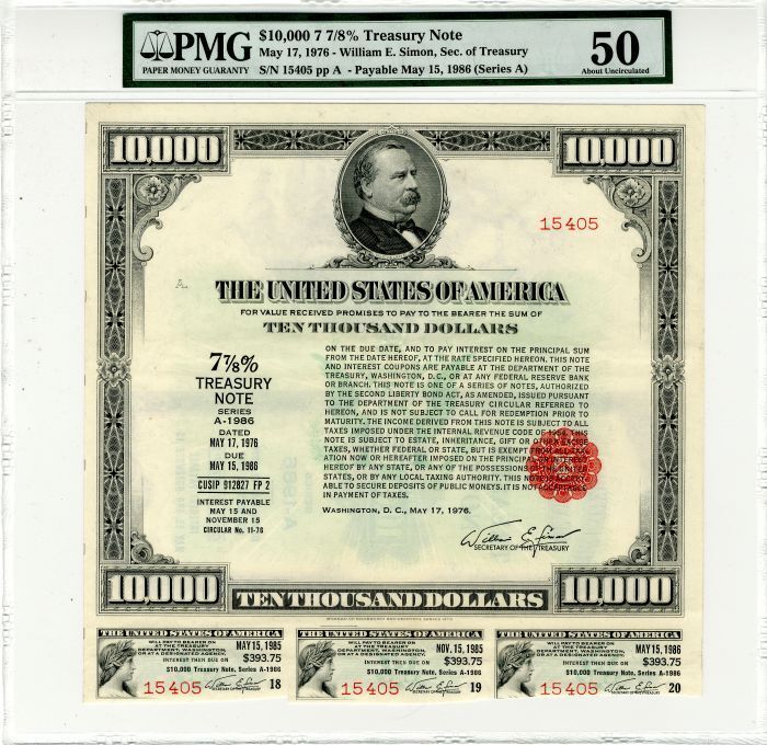 $10,000 Treasury Note - U.S. Treasury Instrument - Only 2 Known to Exist of this
