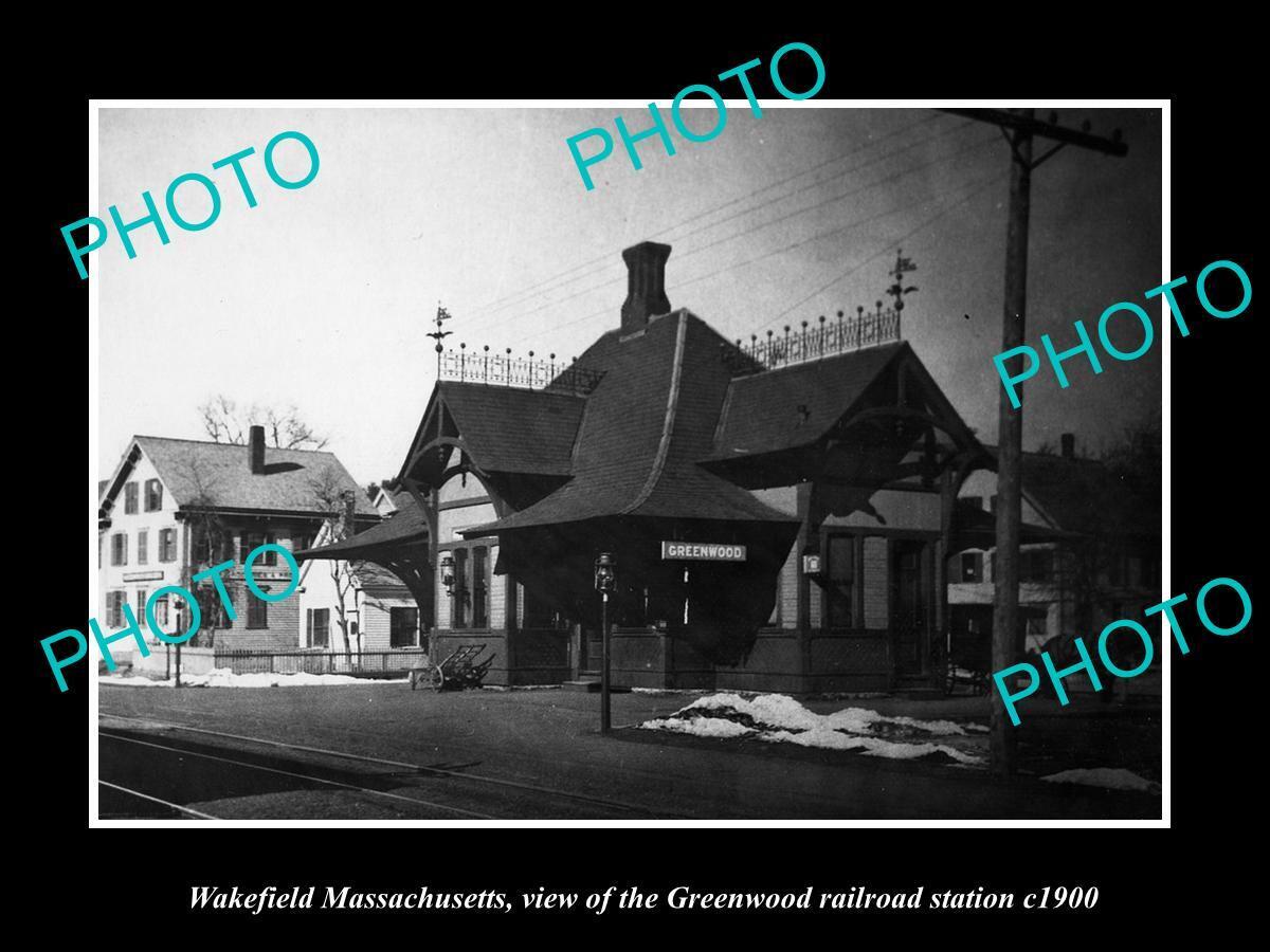 6x4 HISTORIC PHOTO OF WAKEFIELD MASSACHUSETTS, GREENWOOD RAILROAD DEPOT c1900