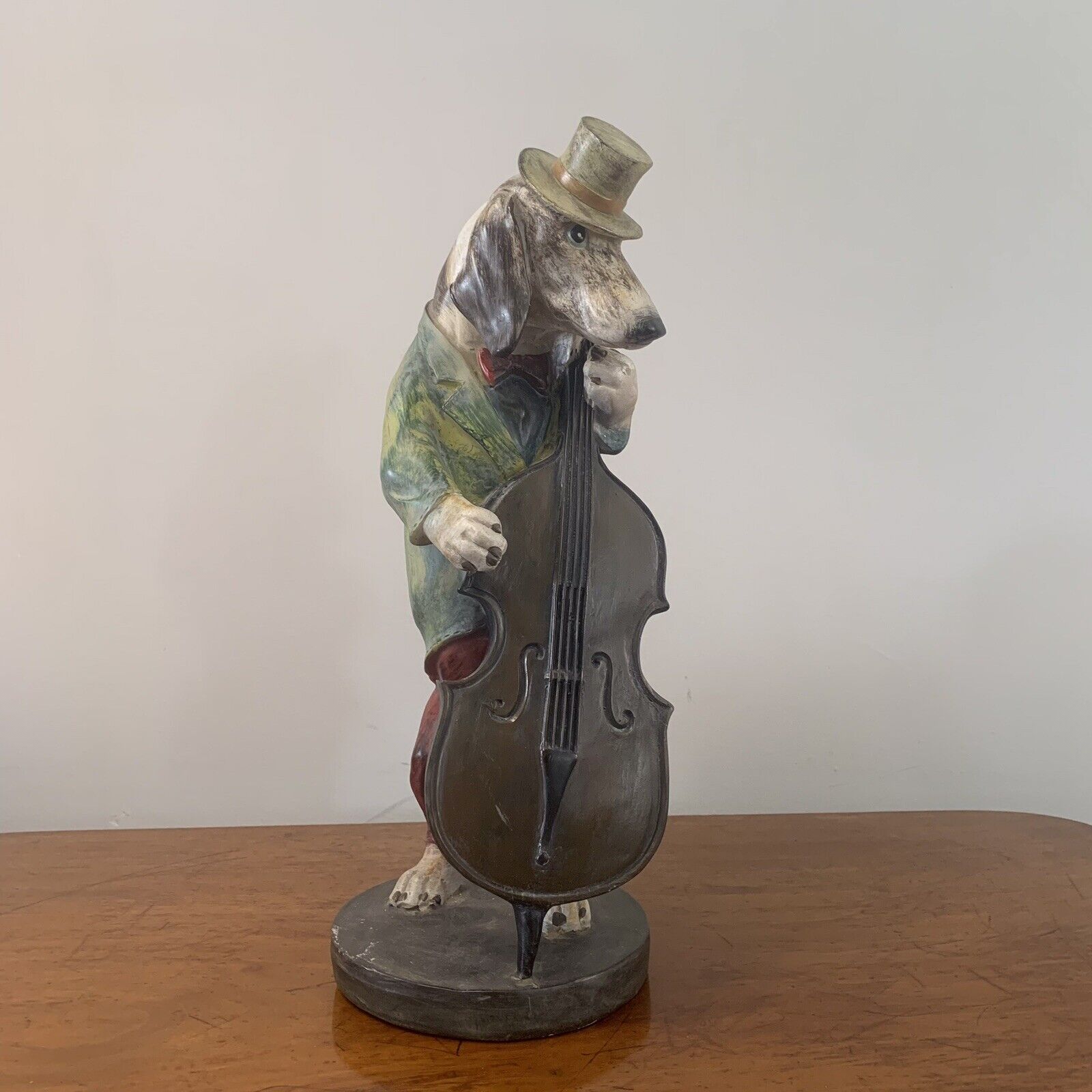Bassett Hound Dog Playing Instrument Standing Dressed Large Resin Figure