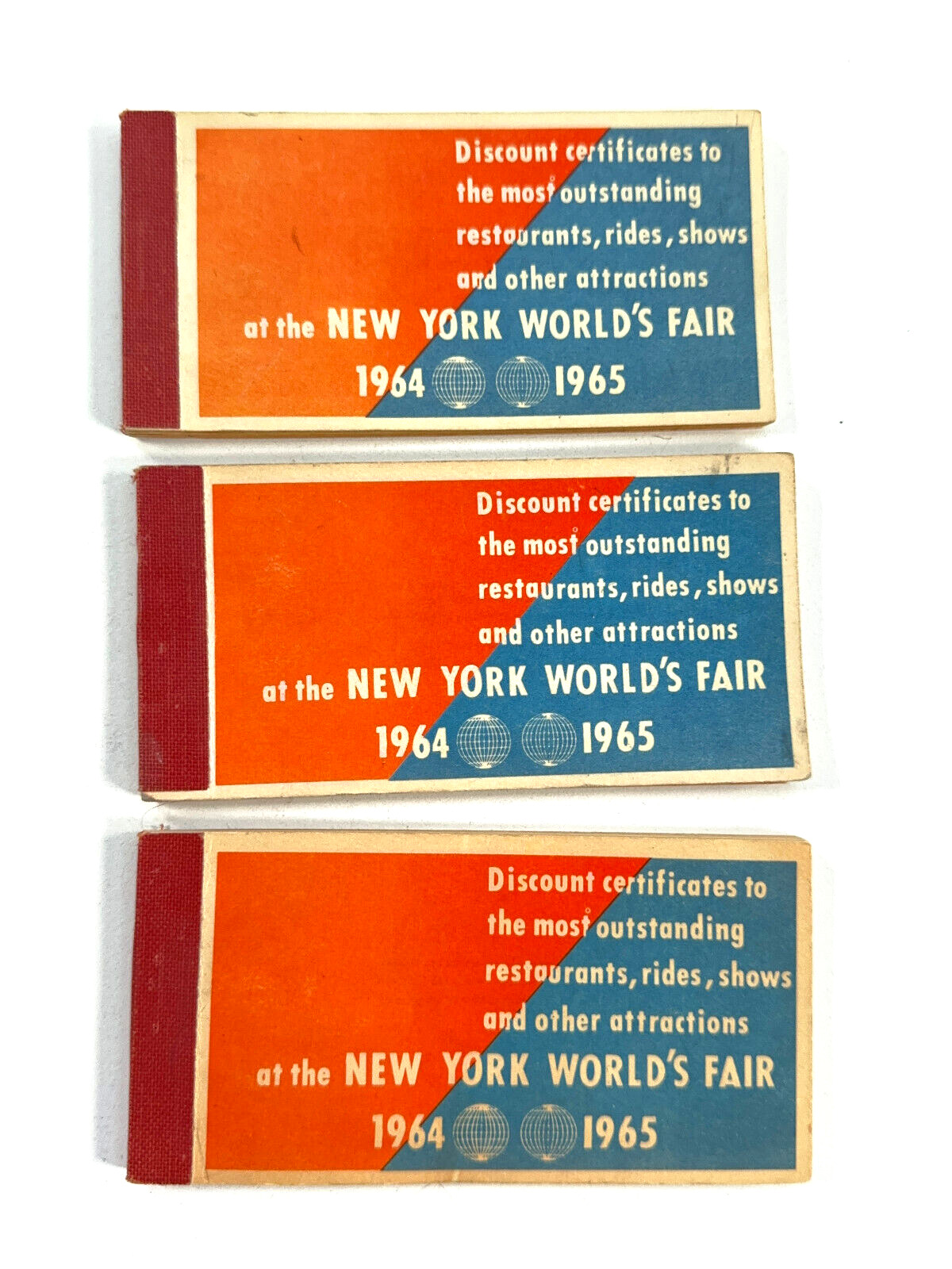 vtg 1964 1965 New York World's Fair coupon book (x3) lot