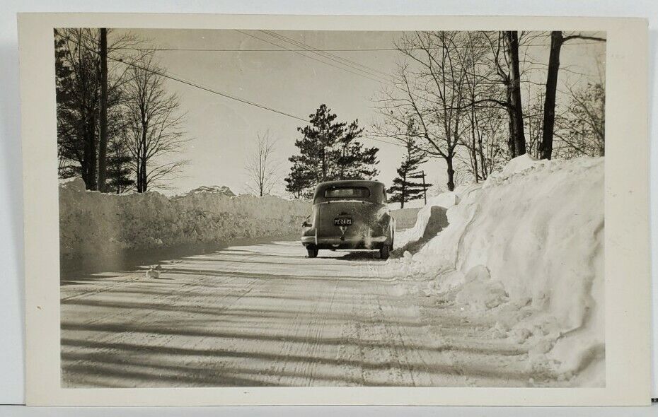 Rppc Automobile On Cleared Heavy Snow Road Jess Johnson c1946 Postcard P16