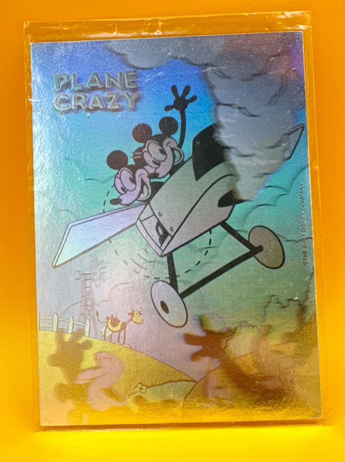 1992 Disney Impel Double Sided Hologram Card Mickey Mouse Plane Crazy *Rare* MNT