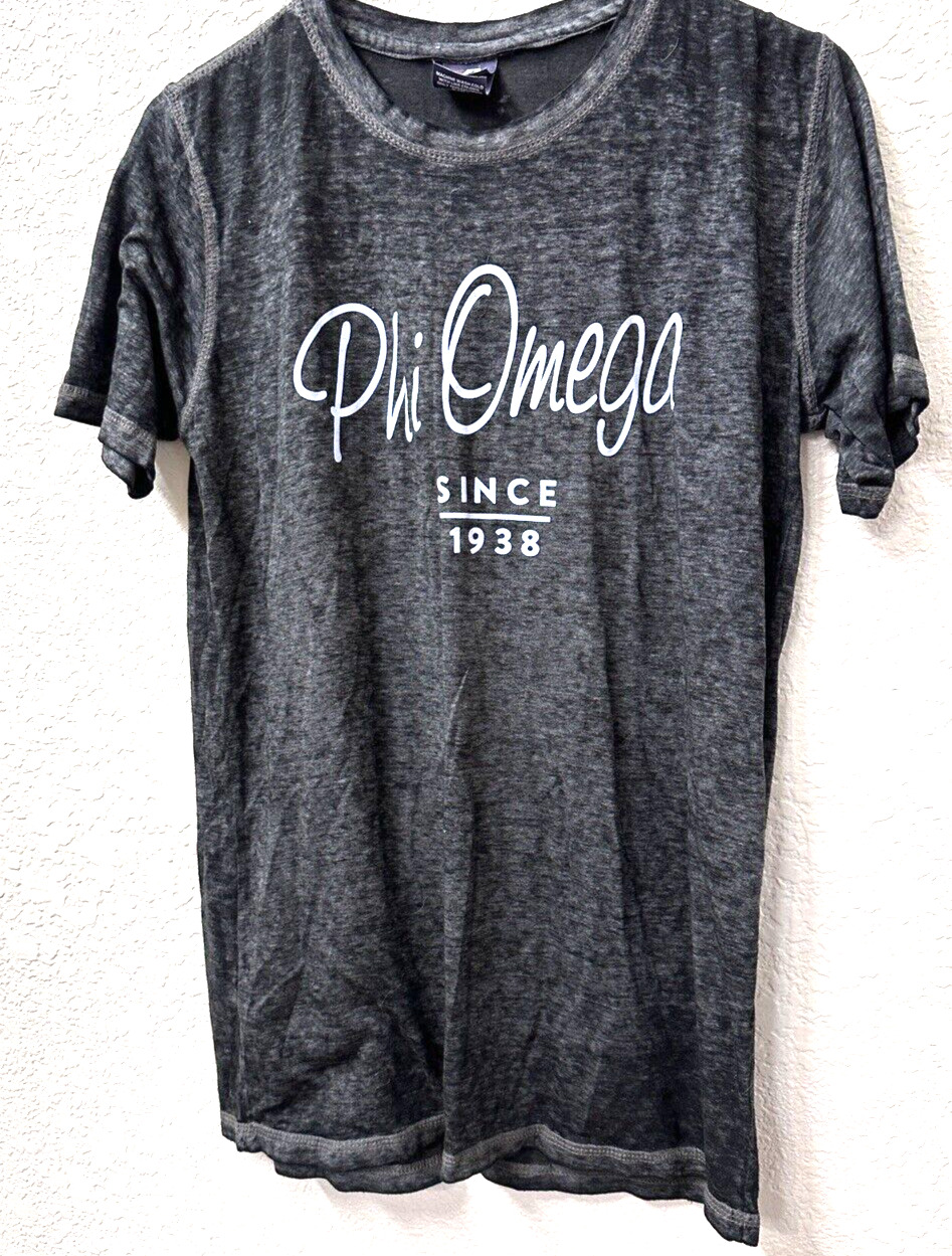 Phi Omega Sorority Women Small Vintage Gray White Short Sleeve T Shirt College