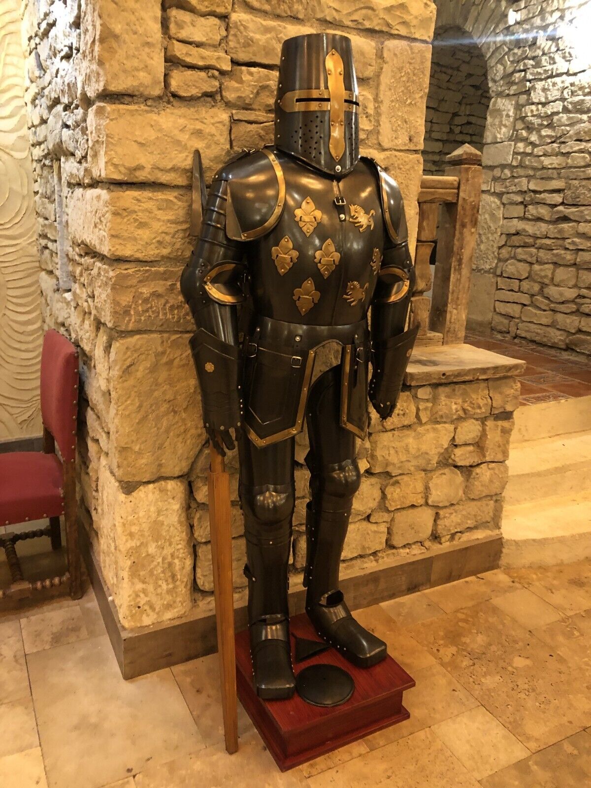 Black Knight Cross Templar Suit Of Armour Medieval Black Armor Suit With Shield 