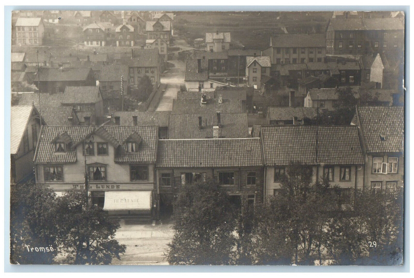 c1940's Aerial View Business Section Tromso Norway Unposted RPPC Photo Postcard