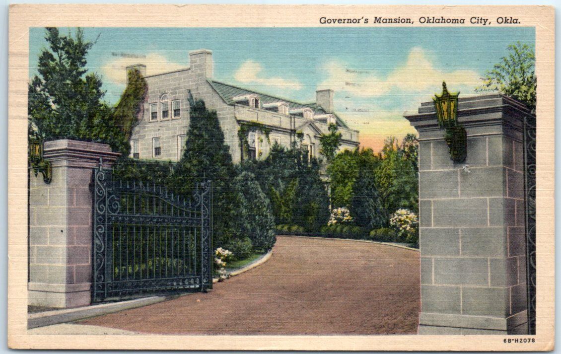 Postcard - Governor's Mansion - Oklahoma City, Oklahoma