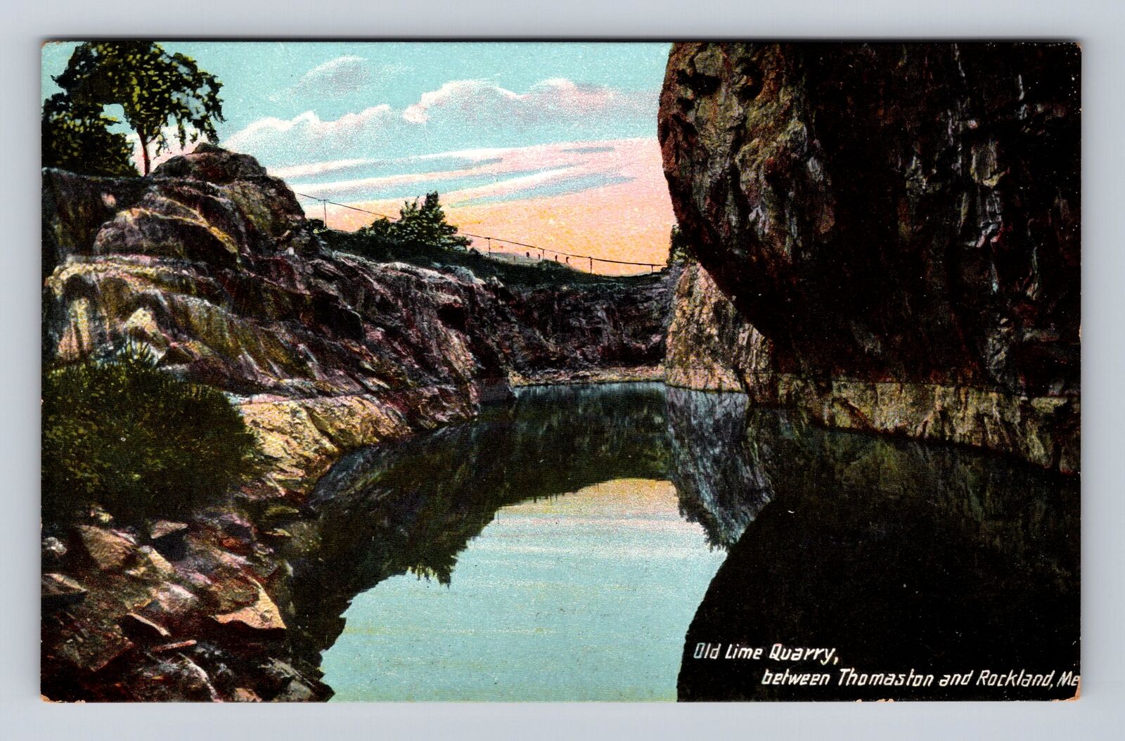 Rockland ME- Maine, Old Lime Quarry, Antique, Vintage Souvenir Postcard