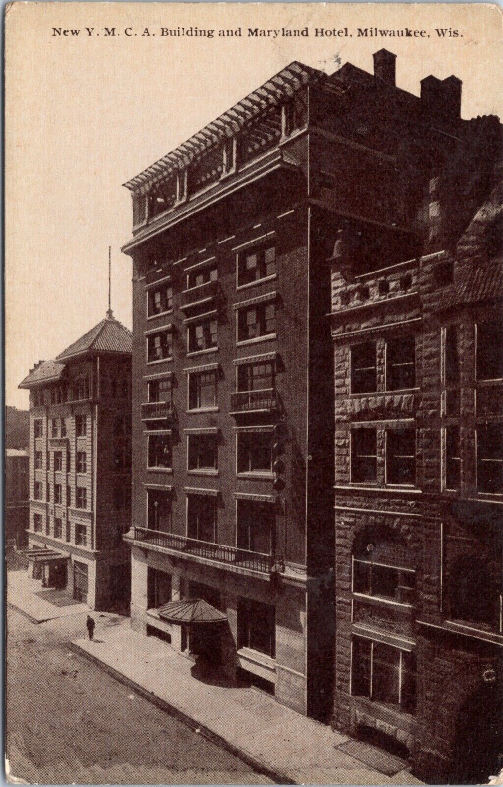 Y.M.C.A. Building Mary Land Hotel  Milwaukee, WIS. 1906  Postcard