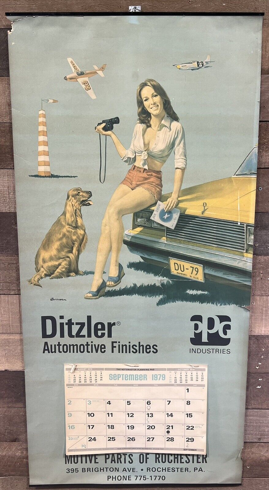 Vintage 1979 Ditzler Automotive Finishes Calendar Poster Rochester, PA