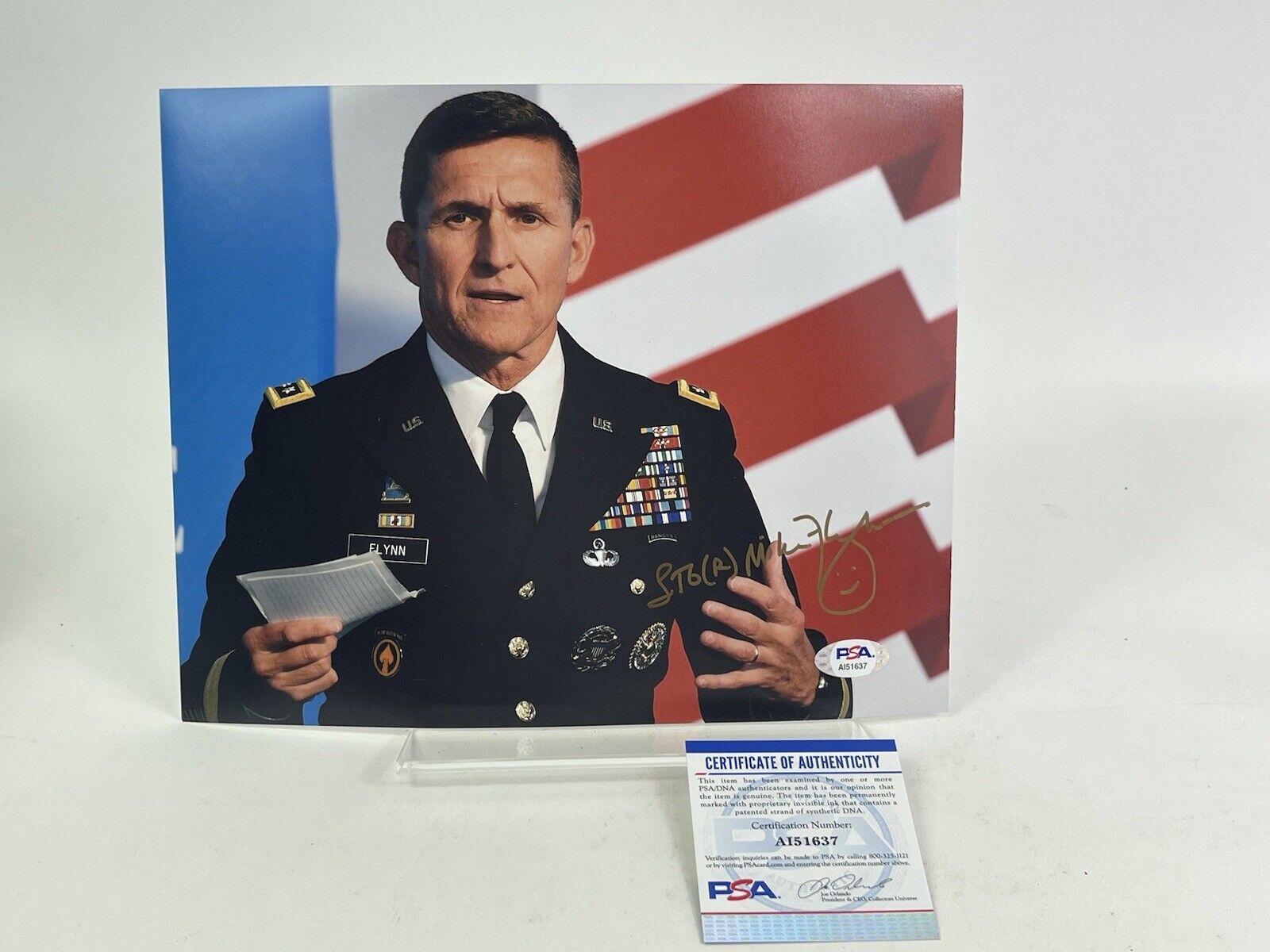 GENERAL MICHAEL FLYNN SIGNED 8X10 PHOTO PSA Certified Authentic